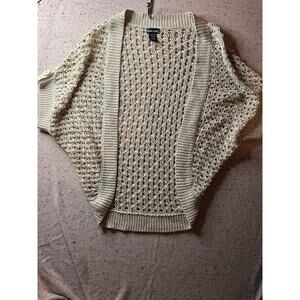 Vintage Y2K Wet Seal Tan Crochet Cardigan Open Knit Sweater Topper Women’s Small